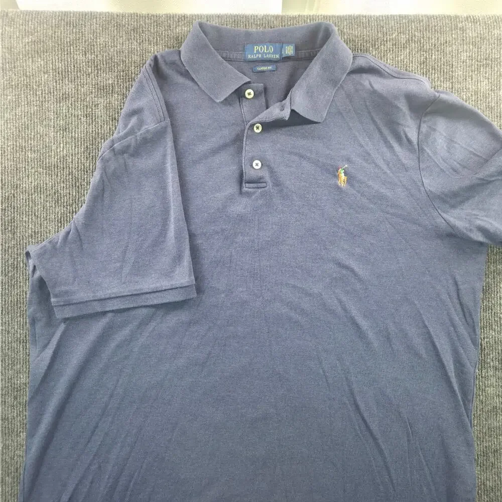Polo Ralph Lauren Polo Shirt Mens XL Navy Blue Classic Fit Cotton Casual Golf